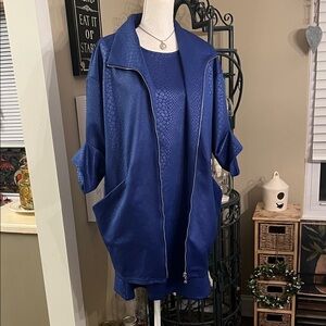 Samuel Dong Elegant Blue Dress and Jacket